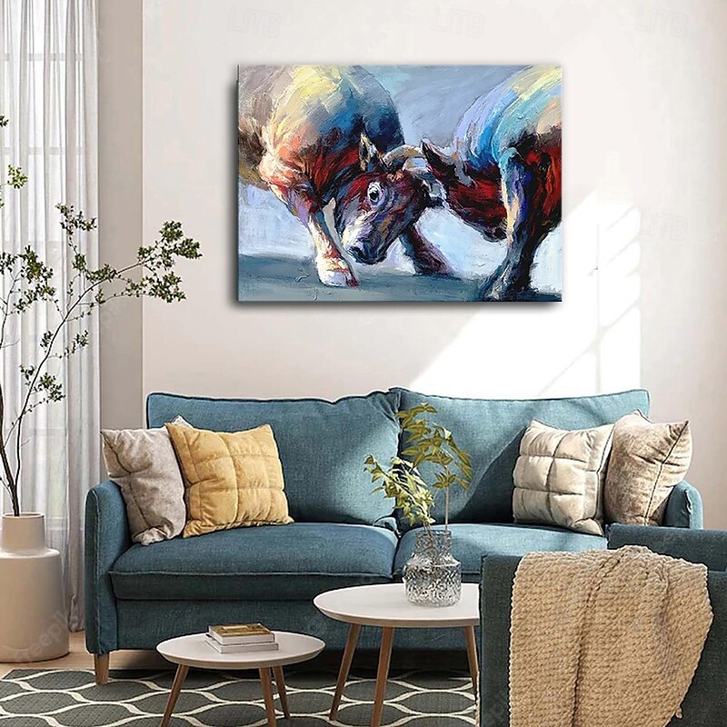 Handmade Oil Painting Canvas Wall Art Decoration Modern Abstract Rhinoceros Animal Elephant for Living Room Home Decor Rolled Frameless Unstretched Painting3