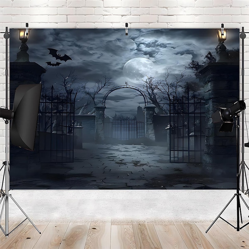 Halloween Skeleton Tapestry – Creepy Graveyard Scene Wall Hanging with Undead Skeletons Rising from Tomb, Horror Wall Decoration for Bedroom or Party2