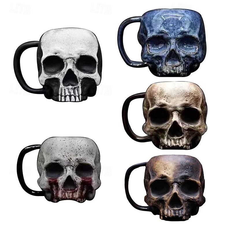 17oz Resin Skull Beer Cup Viking Warrior Skull Mug Tankard Medieval Skull Drinkware Mug for Coffee/Beverage/Juice