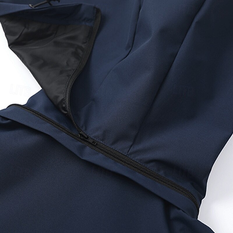 Men's Outdoor Jacket Raincoat Hoodie Jacket Hiking Jacket Vacation Daily Warm Pocket Spring Fall Color Block Fashion Classic Hooded Regular Black Army Green Dark Blue Jacket3