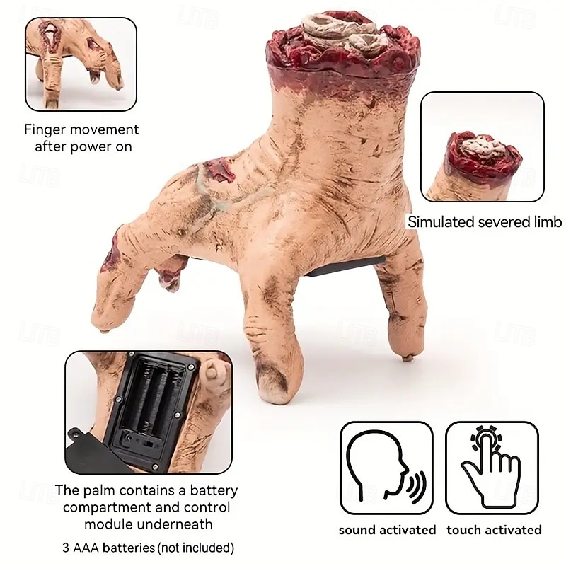 Mobile Zombie Hand Halloween Decoration - with Realistic Gripping Hands Terrifying Green and Red Colors - Battery Powered Haunted Houses Horror Parties Eerie Home Decor - Battery Free - Collectable4