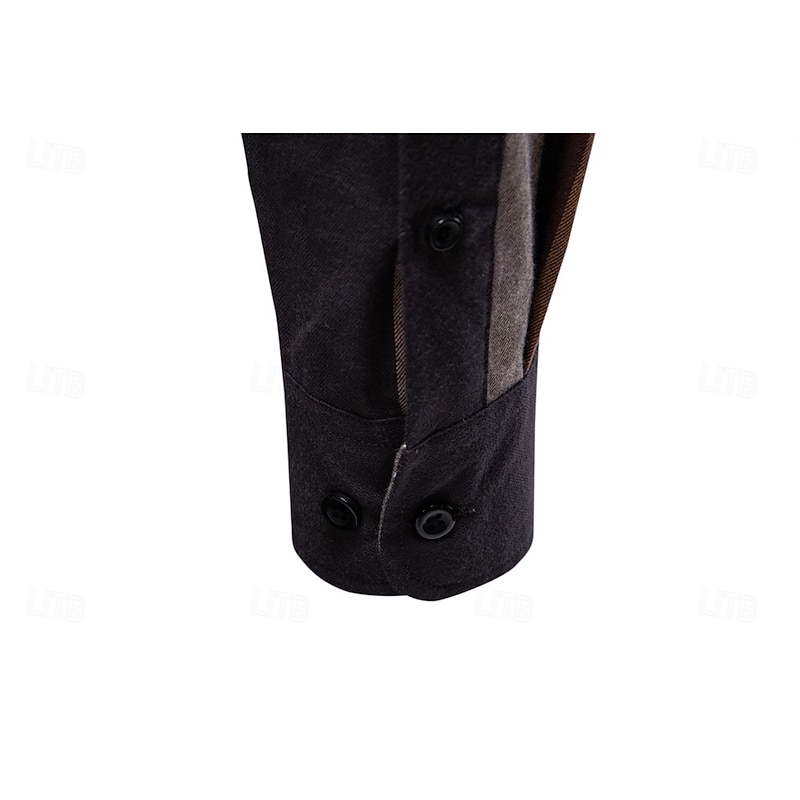 Men's Shirt Brown Long Sleeve Plaid Shirt Collar School Formal Buttons Clothing Apparel Vintage Daily Lattice4