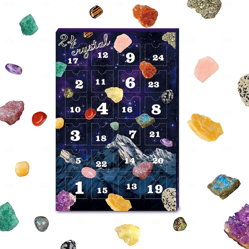 Christmas Gemstone Advent Calendar 2025, Rock Collection Advent Calendar for Kids with 24 Natural Gemstones to Open Each Day, Christmas Countdown Calendar for Boys Girls Teens and Adults4