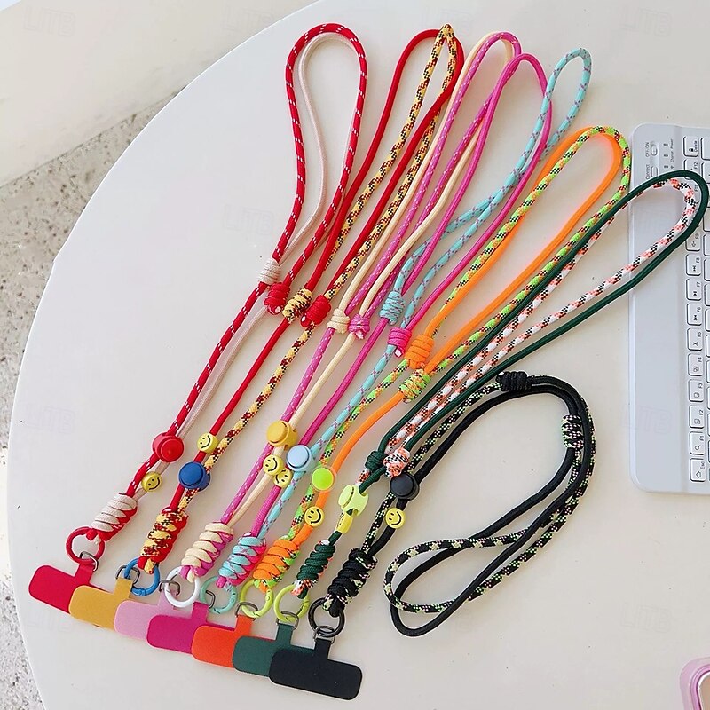 New fashionable and trendy shoulder strap with adjustable long rope for mobile phone hanging neck and crossbody cute smiling face hanging chain outdoor sturdy hanging rope for women3