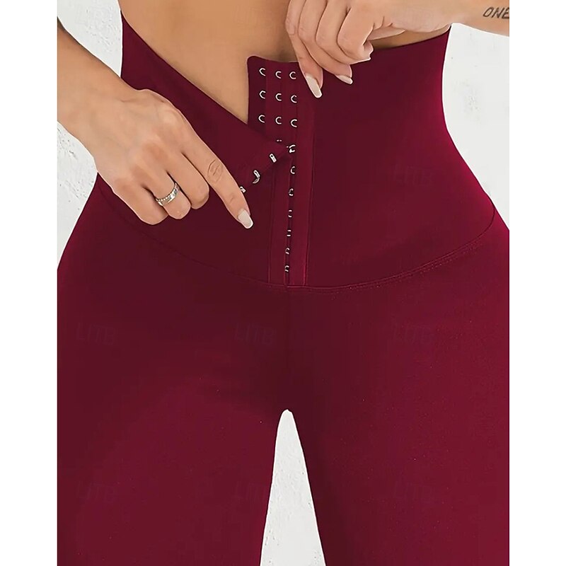 Women's Slacks Leggings Cozy Leggings Streetwear Casual Full Length Natural Plain Elastic Waist Soft Street Holiday Daily Wear Wine Apricot Grey Black Fall Regular Fit