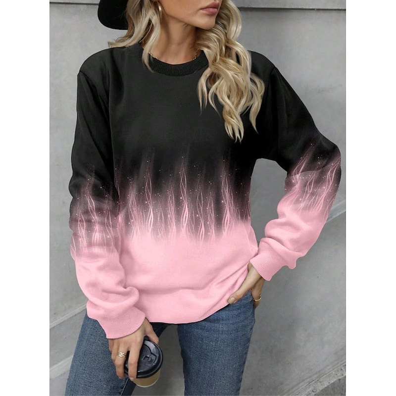 Women's Pullover Sweatshirt Graphic Tribal Abstract Fashion Casual Long Sleeve Crew Neck Round Neck Regular Tops Street Dailywear Casual Print Black White Pink Fall Winter4