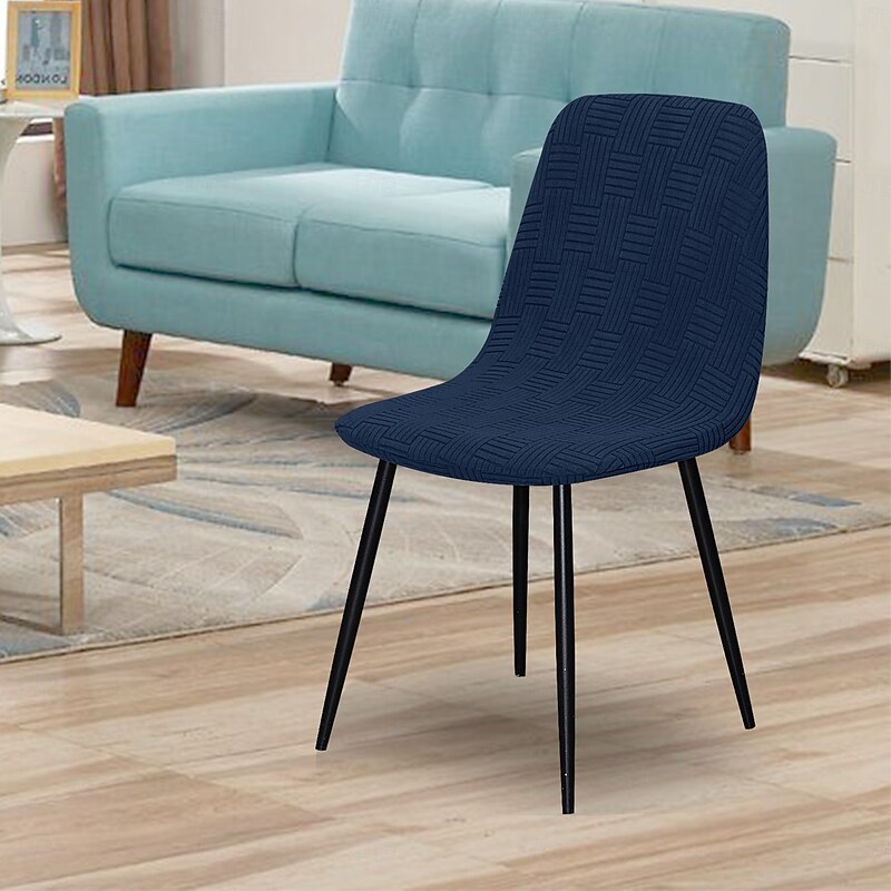 Shell Chair Cover with 5x5 Grid Design  Stretch Slipcover for Scallop Back Accent or Vanity Chairs4