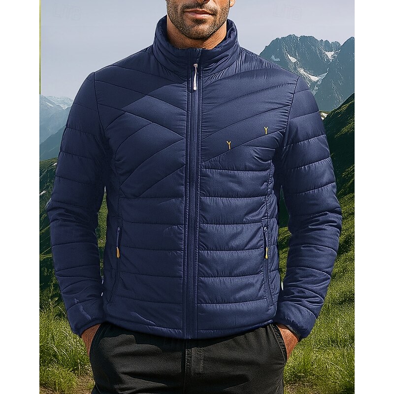 Men's Puffer Jacket Thermal Jacket Outdoor Thermal Warm Hiking Outfits Hiking Clothes Winter Autumn / Fall Top Camping / Hiking / Caving Running Solid Color Black Dark Blue Grey4