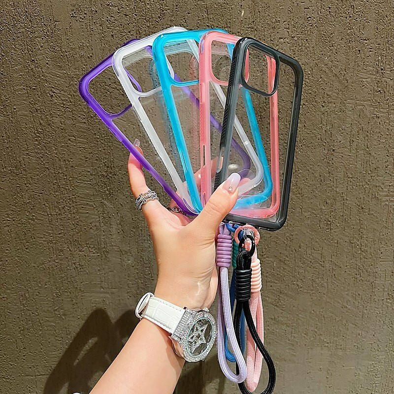 Phone Case For iPhone 17 Pro Max 17 Air 16 15 14 Pro Max Plus 13 Pro Max Back Cover with Wrist Strap Shockproof Retro Silicone2