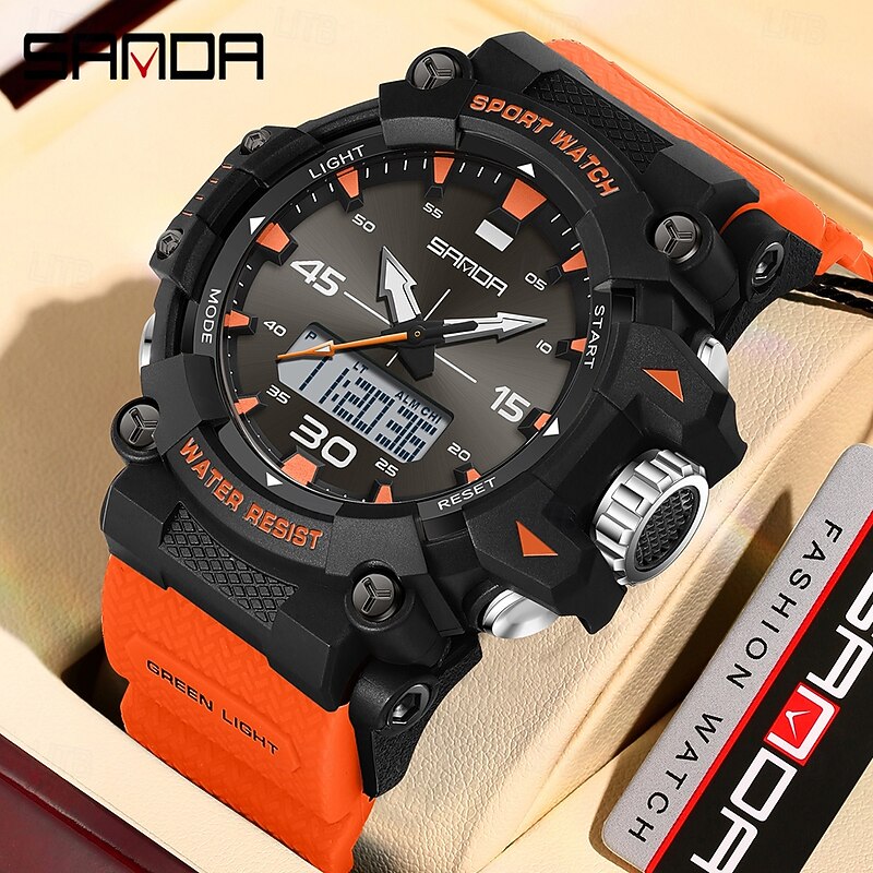 SANDA 6291 Sports Fashion Men Electronic Quartz Watch Shockproof Waterproof Luminous Calendar Casual Digital Watches3