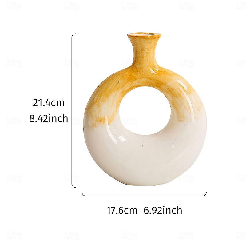 1PC A Colorful Circular Vase Ornament a Hand-painted Resin Material Home Decoration Vase a Dried Flower Arrangement Decorative Vase Suitable for Living Room Homestay and Hotel Table ecoration3