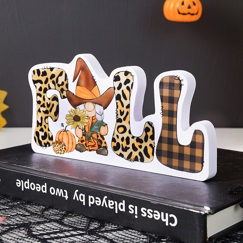 Fall Home Decor Sign– Colorful Cartoon Style EVA Foam Sign with Letters, Featuring Pumpkin and Gnome, Perfect for Farmhouse, Halloween, Autumn Harvest & Thanksgiving Decorations4