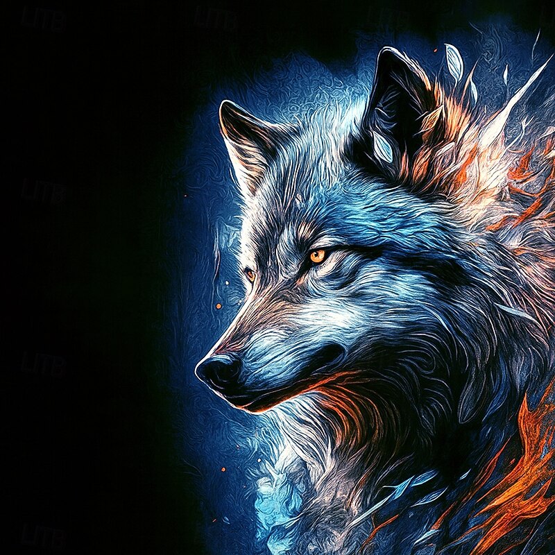 Men's Wolf 3D Print Hoodie Sweatshirt Stylish Vintage Retro Hooded Streetwear Yellow Blue Drawstring Fall Winter Designer2