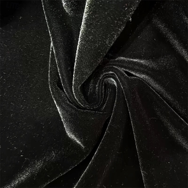 Tuxedo Dress A-Line Formal Velvet Elegant Simple Long Sleeve Tea Length Lapel Double Breasted4