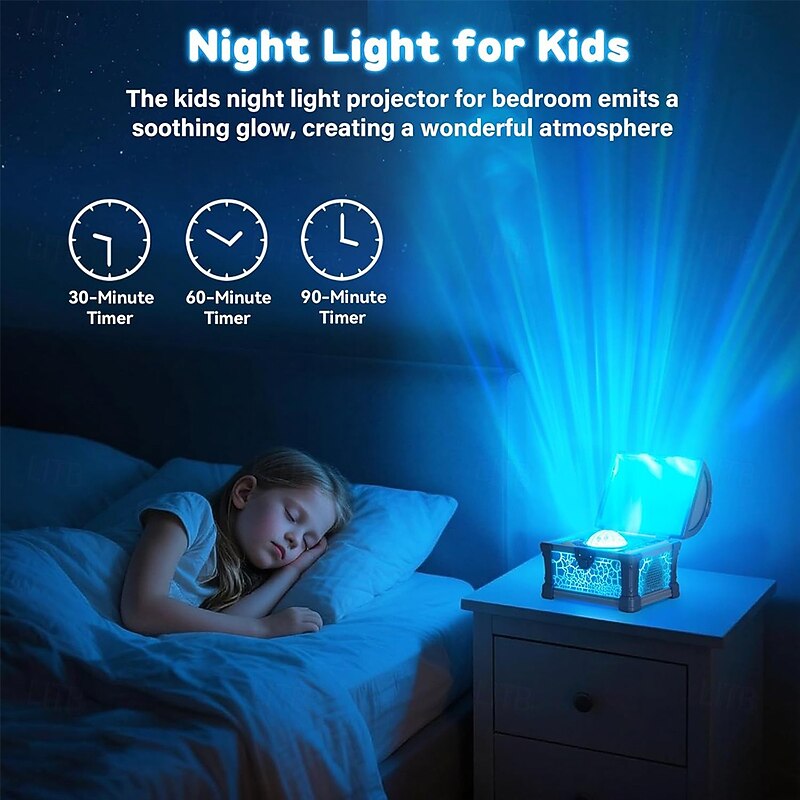 Northern Lights Projector 7 Colors Treasure Chest Night Light Aurora Lights Projector with 8 Effects & Remote Dimmable Galaxy Light Ambient Lighting for Bedroom Gifts for Kids Teen Women4