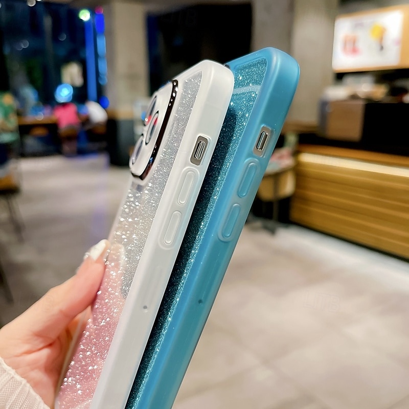 Phone Case For iPhone 17 Pro Max 17 Air 16 15 14 Pro Max Plus 16e 13 Pro Max Back Cover Bling Glitter Shiny Shockproof Color Gradient Silicone3