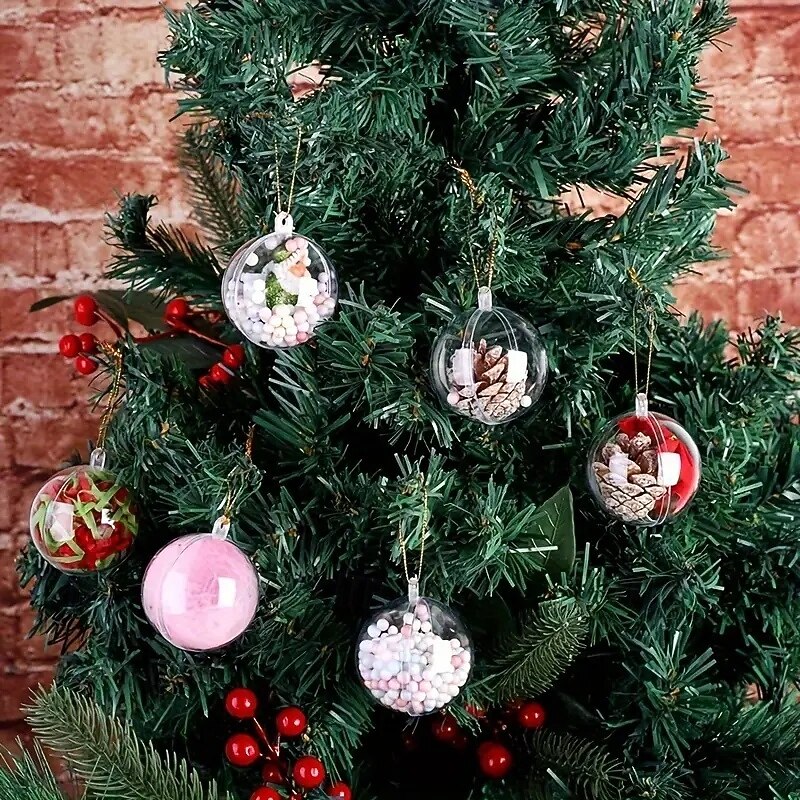 10/20Pcs Clear Christmas Ornaments Fillable Hanging Balls Clear Plastic Fillable Christmas Balls DIY Christmas & Holiday Decoration for Tree, Home, Party, Wedding4