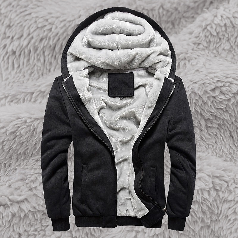 Men's Hoodie Full Zip Hoodie Fleece Hoodie Fleece lined Hoodie Black Red Blue Gray Hooded Plain Zipper Sports & Outdoor Casual Daily Streetwear Cool Sportswear Winter Clothing Apparel Hoodies