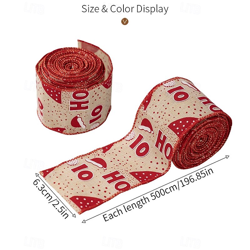 3 Rolls Christmas Wired Ribbons, HOHO Printed Christmas Ribbon for Gift Wrapping, Wreath, Tree Decoration, DIY Holiday Crafts2