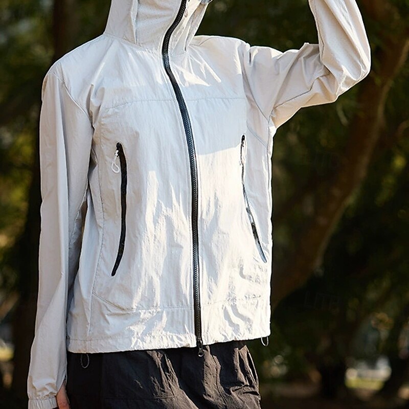 Women's Casual Jacket Sun Protection Comfortable Zipper Pocket Fashion Outdoor Plain Going out Weekend Zipper Regular Hooded Regular Fit Long Sleeve Outerwear Black Pink Purple Summer3