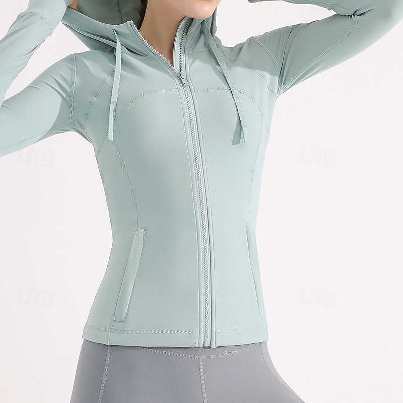 Women's Hoodie Jacket Lightweight with Thumbholes Long Sleeve Sports Solid Color Top For Gym Athletic Running Activewear2