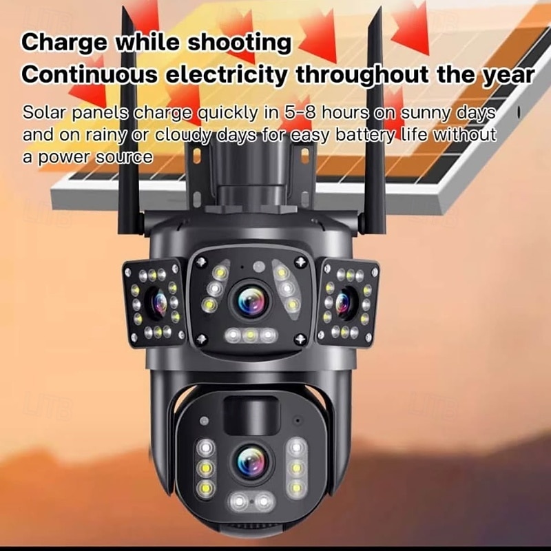 Solar-powered Wireless Wifi Outdoor Direction/Tilt Home Security Camera With Automatic Human Tracking Real-time Viewing Two-way Audio Cloud Storage And Advanced Home Security Monitoring.4