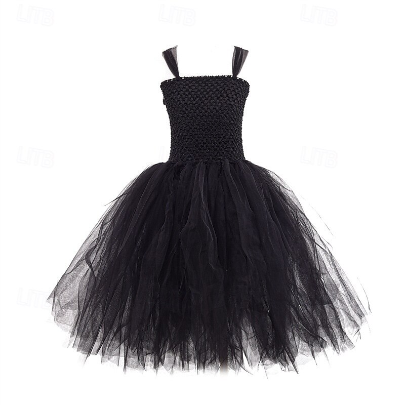Witch Maleficent Halloween Dress Fancy Costume Tutu Cosplay Kid's Girls' Halloween Carnival Performance Party Easy Halloween Costumes Dress Up4
