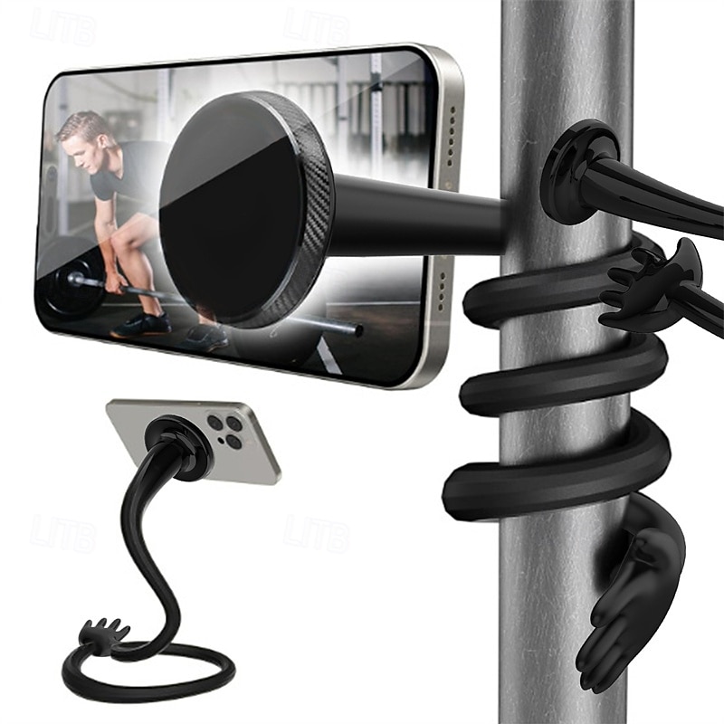 Flexible Gooseneck Phone Holder For Iphone Magsafe Long-arm Magnetic Phone Holder For Treadmills In Gyms Portable Gym Accessories