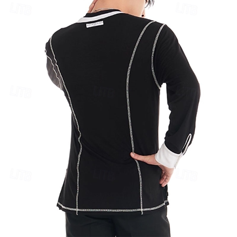 Latin Dance Top Splicing Men's Performance Daily Wear Long Sleeve Tencel2