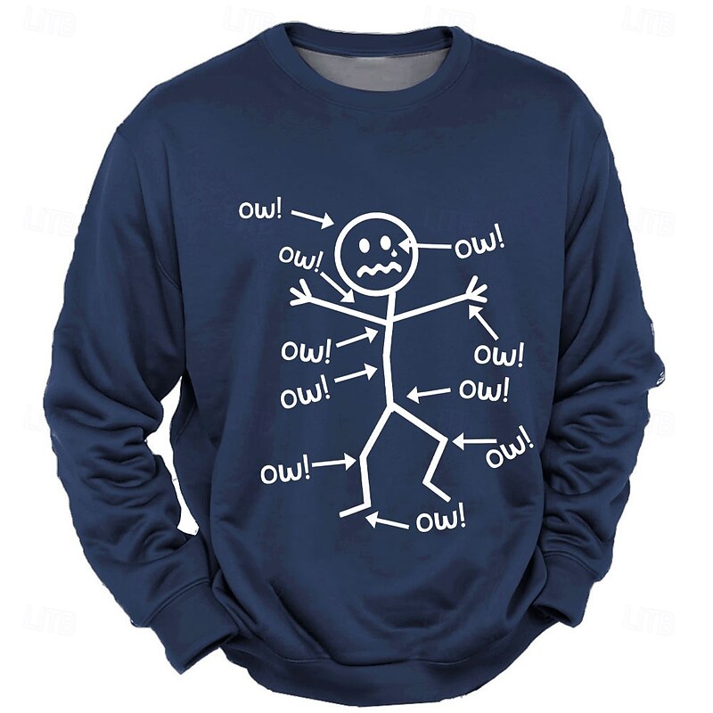 Men's Funny Slang Sweatshirt Fashion Daily Crew Neck Outdoor Home Streetwear Black Red Crewneck 3D All Seasons Designer4