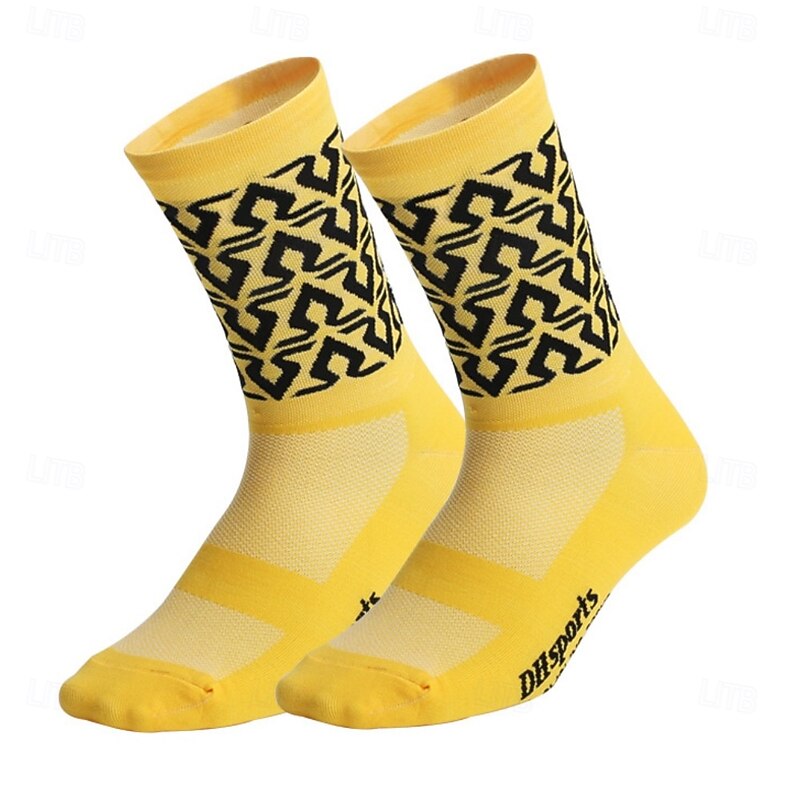 Socks Cycling Socks Bike Socks Sports Socks Athletic Socks Camping / Hiking Hiking Outdoor Exercise Bike / Cycling High Elasticity Comfortable Breathable 1 Pair Grid / Plaid Geometic Letter & Number4