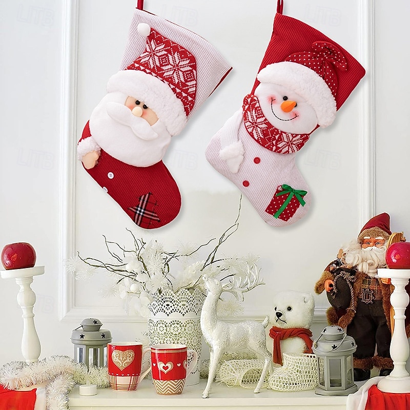 Christmas Stocking Luxury Knitted Santa Claus Holiday Sock Large Snowman Gift Bag for Christmas Presents Home Fireplace Festive Party Seasonal Decoration Accessory4