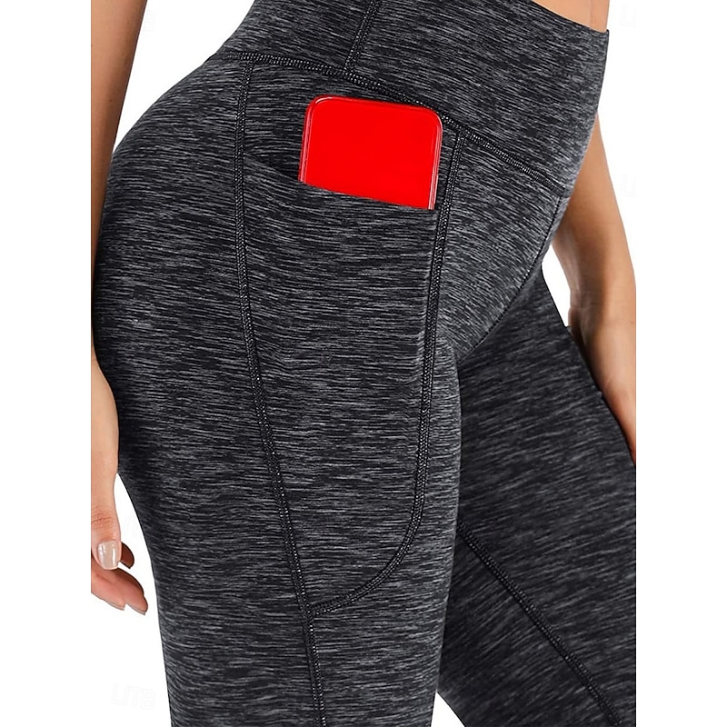 Women's Leggings Active Fashion Basic Full Length High Waist Solid Color Breathability Soft Comfortable Stretchy Wine Black Navy Blue Gray Fall Winter Regular Fit4