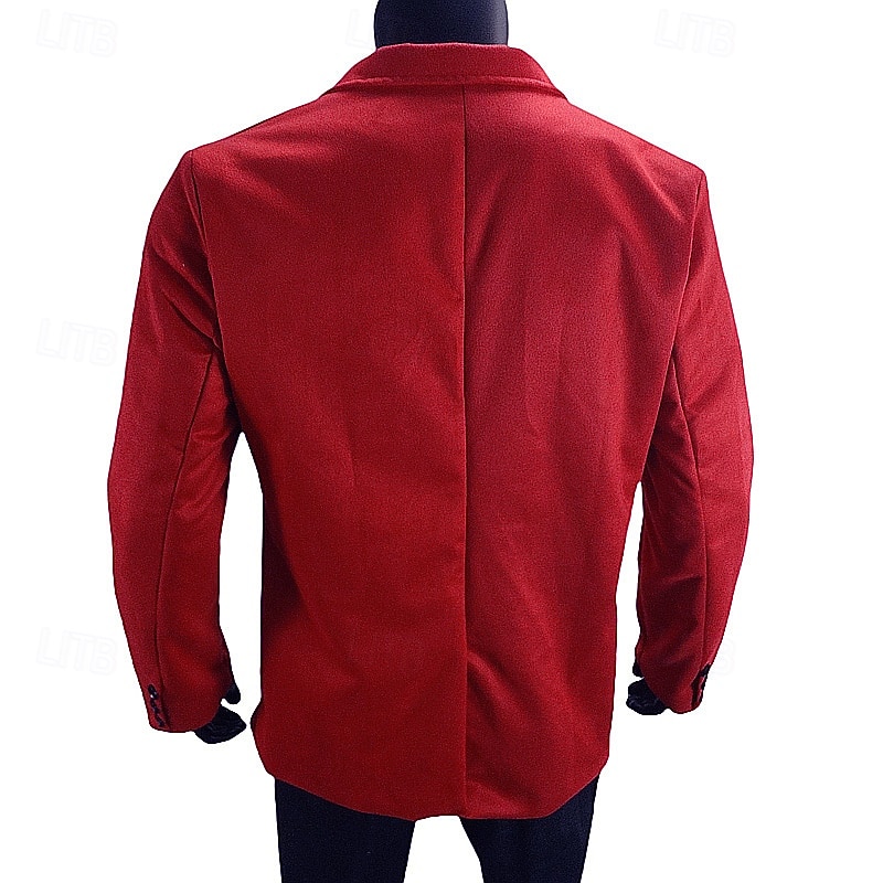 Men's Blazer Business Cocktail Party Wedding Party Fashion Casual Spring Fall Polyester Plain Pocket Buttons Comfortable Single Breasted Blazer Black Red Green Gray3