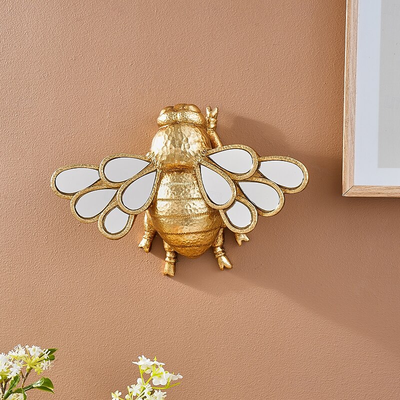 Resin Waterdrop Mirror Bee Wall Decor – Insect Lover's Collectible with Mirror Inlay, Creative Home Decoration for Parties & Insect Exhibits3
