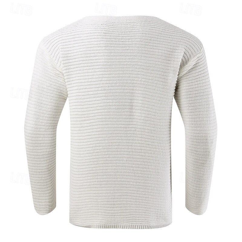 Men's Sweater Pullover Sweater Jumper Ribbed Knit Regular Tops Knitted Slim Fit Plain Crew Neck Knitwear Contemporary Casual Daily Wear Clothing Apparel All Seasons Black White M L XL4