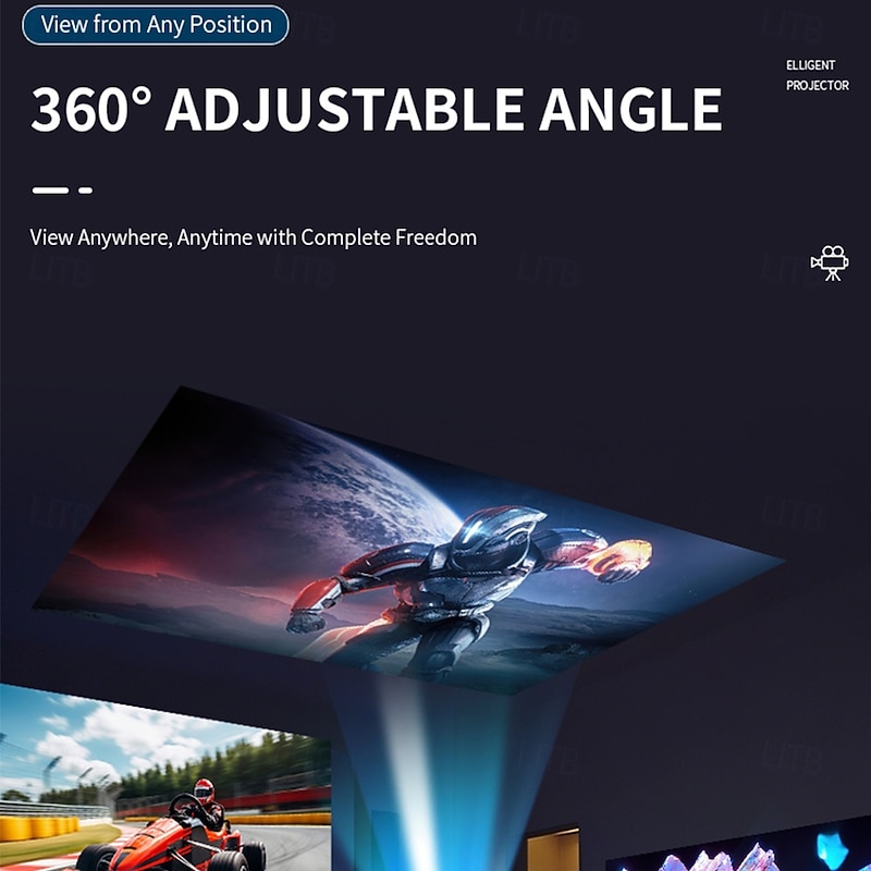 HY300 ProMax HD Mini Projector Battery Edition Android Edition Projector Outdoor Camping Player Dedicated Standby Time Up to 9 Hours - Suitable for Android 11 and above supports instant 4K video nat2