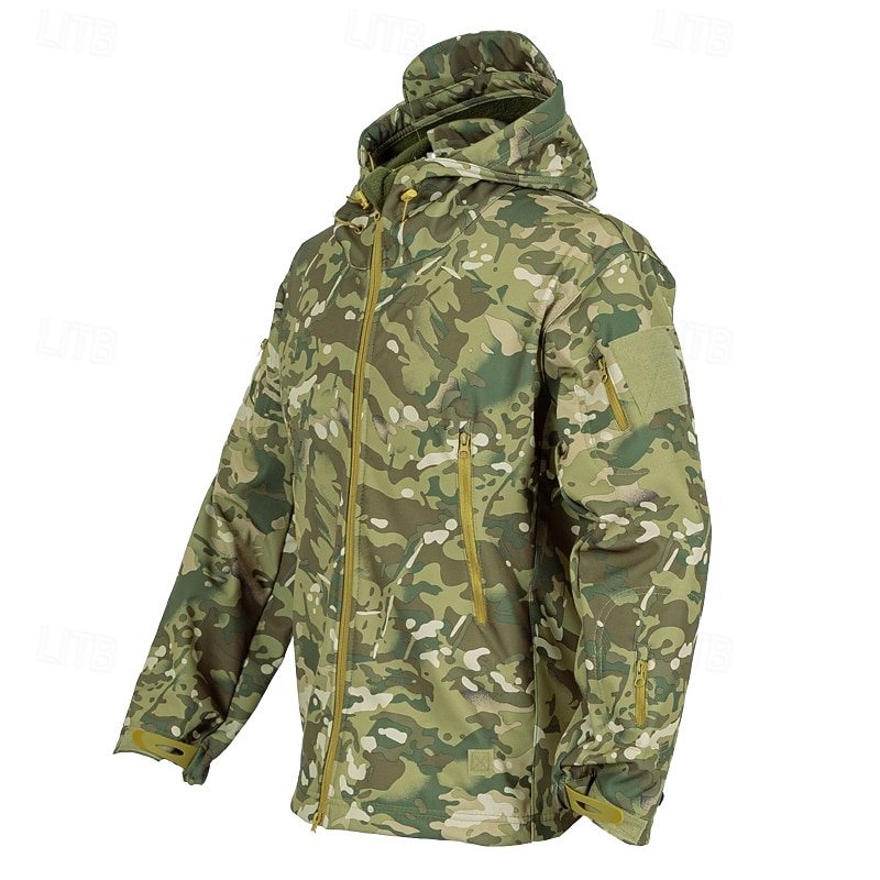 Men's Windbreaker Military Tactical Jacket Combat Jacket Outdoor Thermal Windproof Hiking Outfits Hiking Clothes Winter Autumn / Fall Top Hunting Camping / Hiking / Caving Camo Army Green Dark Green4