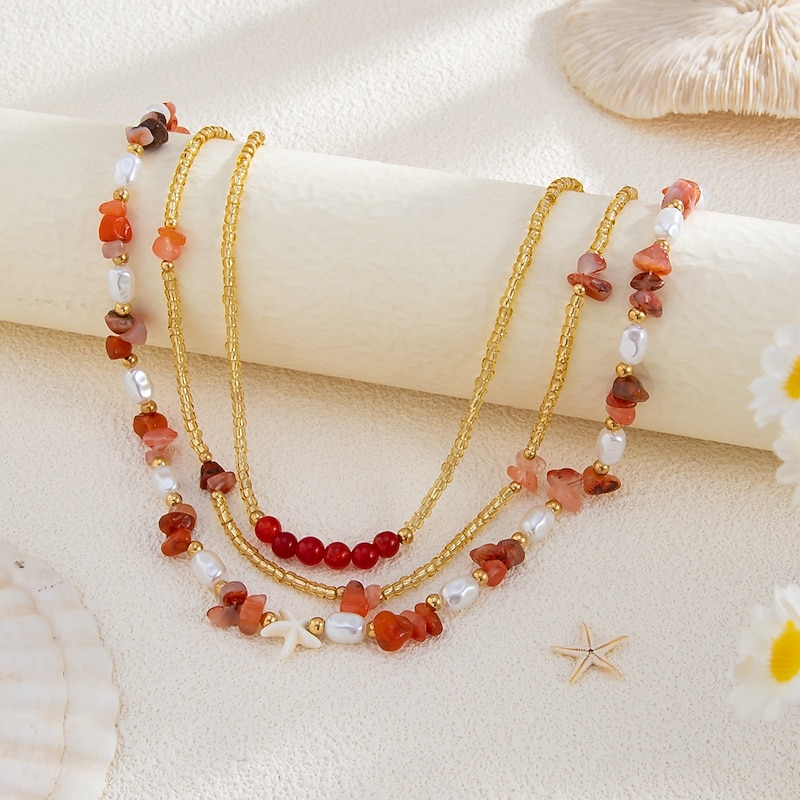 Pendant Necklace Resin Shell Rhinestones Women's Elegant Luxury Tassel Beads Wedding Circle Necklace For Wedding Party Birthday3