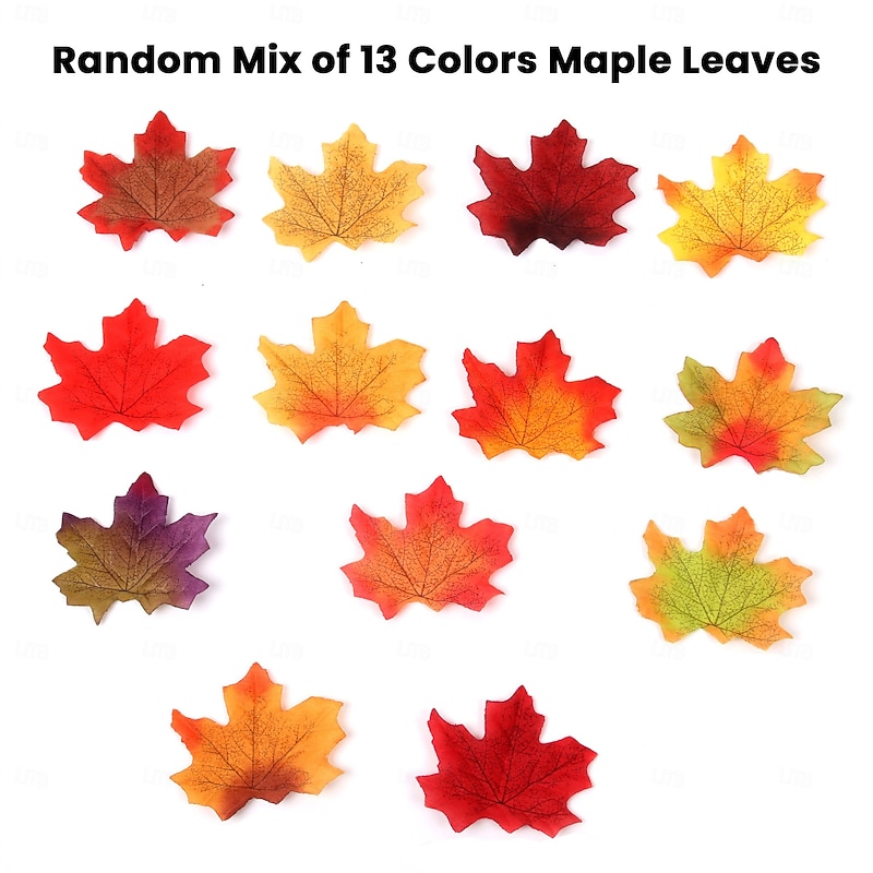 500 Pcs Fall Artificial Maple Leaves 8cm/3 inch 13 Colors Fake Autumn Maple Decor for Thanksgiving Decorations Wedding Party,Festival Events2