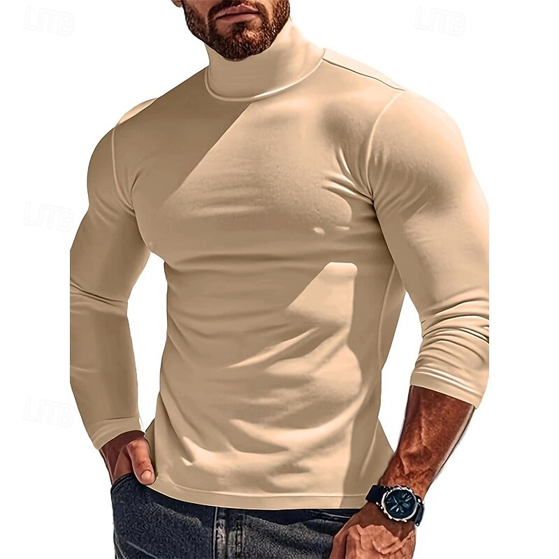 Men's Sweatshirt Black White Khaki High Neck Plain Sports & Outdoor Daily Holiday Streetwear Basic Casual Spring Fall Clothing Apparel Hoodies Sweatshirts