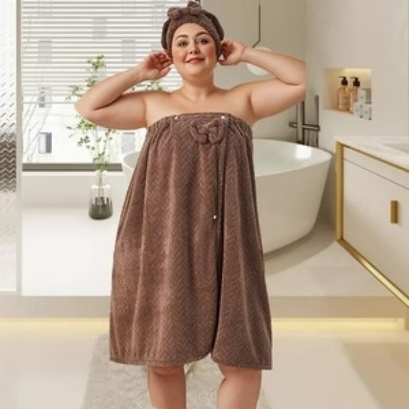 Plus Size Solid Color Bath Towel Large Wearable Bath Wrap Absorbent Oversized Cotton Bathroom Towel Soft Spa Robe for Home Shower Swimming Pool Accessory4