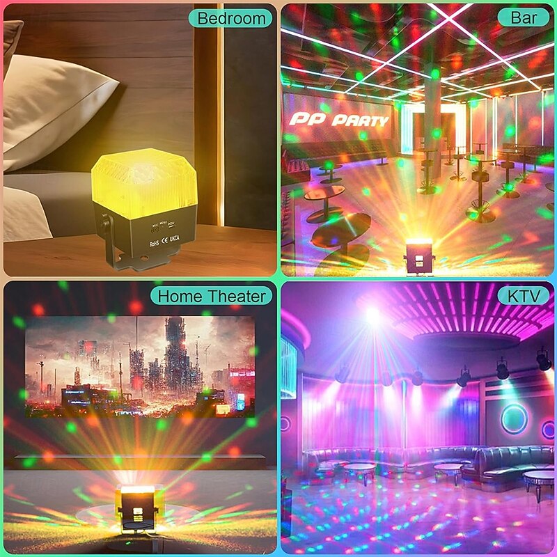 Mini Party Lights RGB Colored Sound Activated Party Strobe Light with Remote Control for Halloween Christmas Wedding Birthday Parties LED Stage Lights for Outdoor Home Karaoke Bar Club Show Dance3