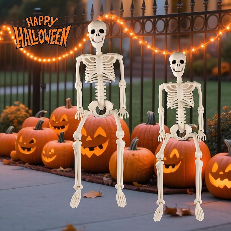 Full Body Skeleton with Movable Posable Joints, Realistic Plastic Bones Halloween Prop for Outdoor Haunted House Decorations3