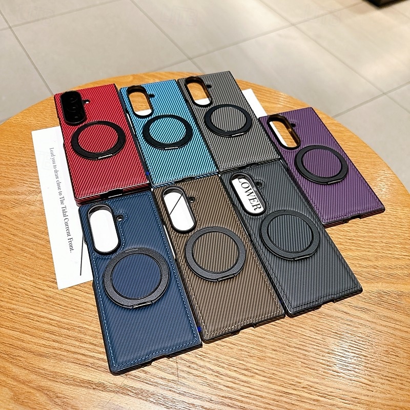 Phone Case For Samsung Galaxy Z Fold 7 Z Fold 6 Z Fold 5 Z Fold 4 Back Cover Kickstand Shockproof Retro TPU PU Leather