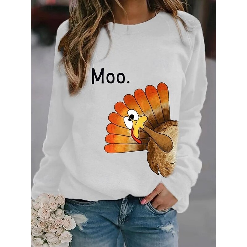 Halloween Women's Sweatshirts Graphic Animal Casual Long Sleeve Crew Neck Regular Tops Street Dailywear Casual Print White Red Orange Green Spring Fall Winter4