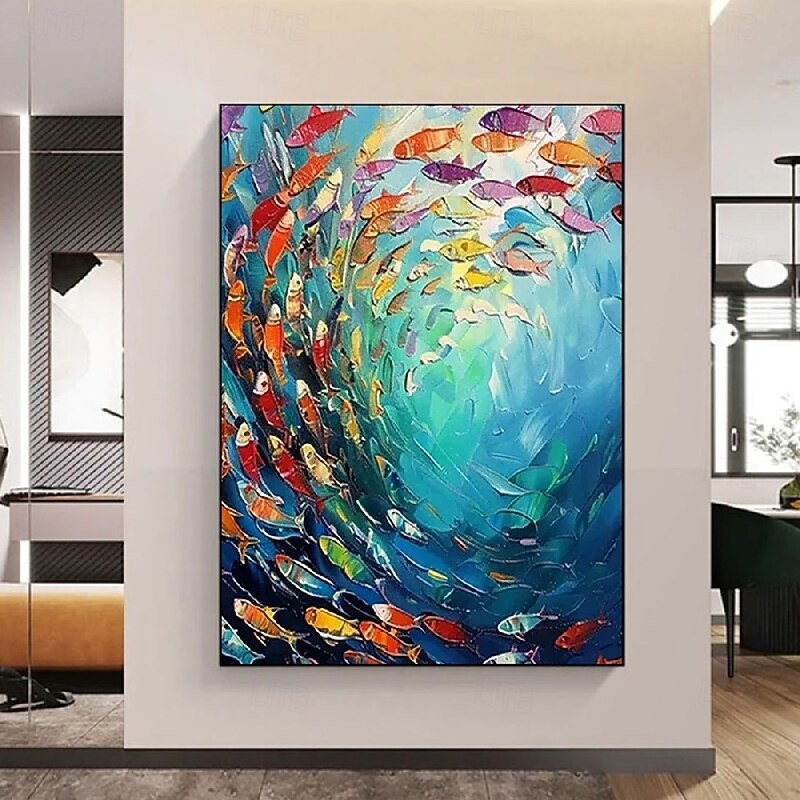 Handmade fish Oil Paintings on Canvas animal oil painting for bedroom wall art Unique Wall Art Decor Affordable Luxury Gallery Quality Artwork3