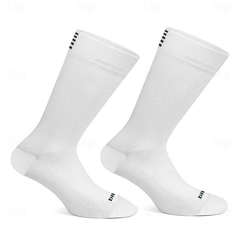Socks Cycling Socks Bike Socks Sports Socks Athletic Socks Camping / Hiking Hiking Outdoor Exercise Bike / Cycling High Elasticity Comfortable Breathable 1 Pair Stripes Letter & Number Nylon Spandex2