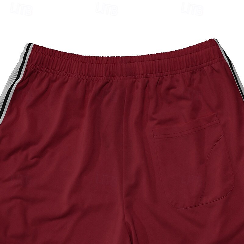 Men's Sweatpants Wide Leg Sweatpants Trousers Open Bottom Sweatpants Side Stripe Elastic Waist Plain Moisture Wicking Breathable Full Length Outdoor Sports Outdoor Casual Fashion Streetwear Black Red3