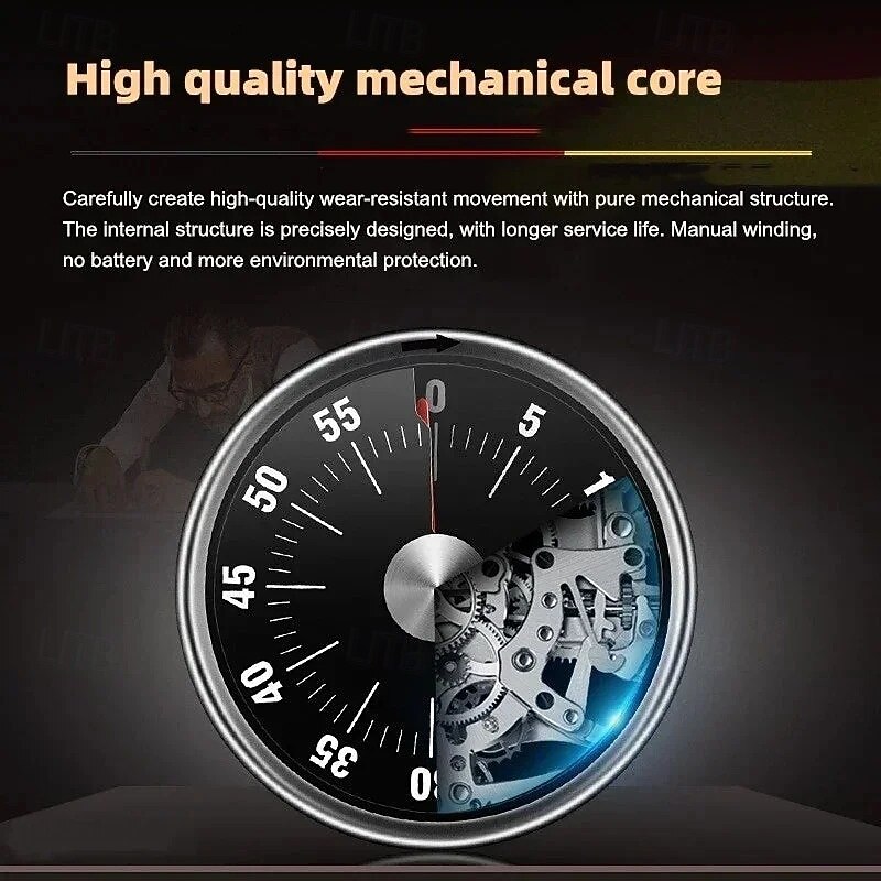 Magnetic Mechanical Manual Timer Stainless Steel Countdown Clock with Alarm Kitchen Baking Timer Student Time Management Tool Magnetic Backing Reminder for Cooking Study and Exercise4